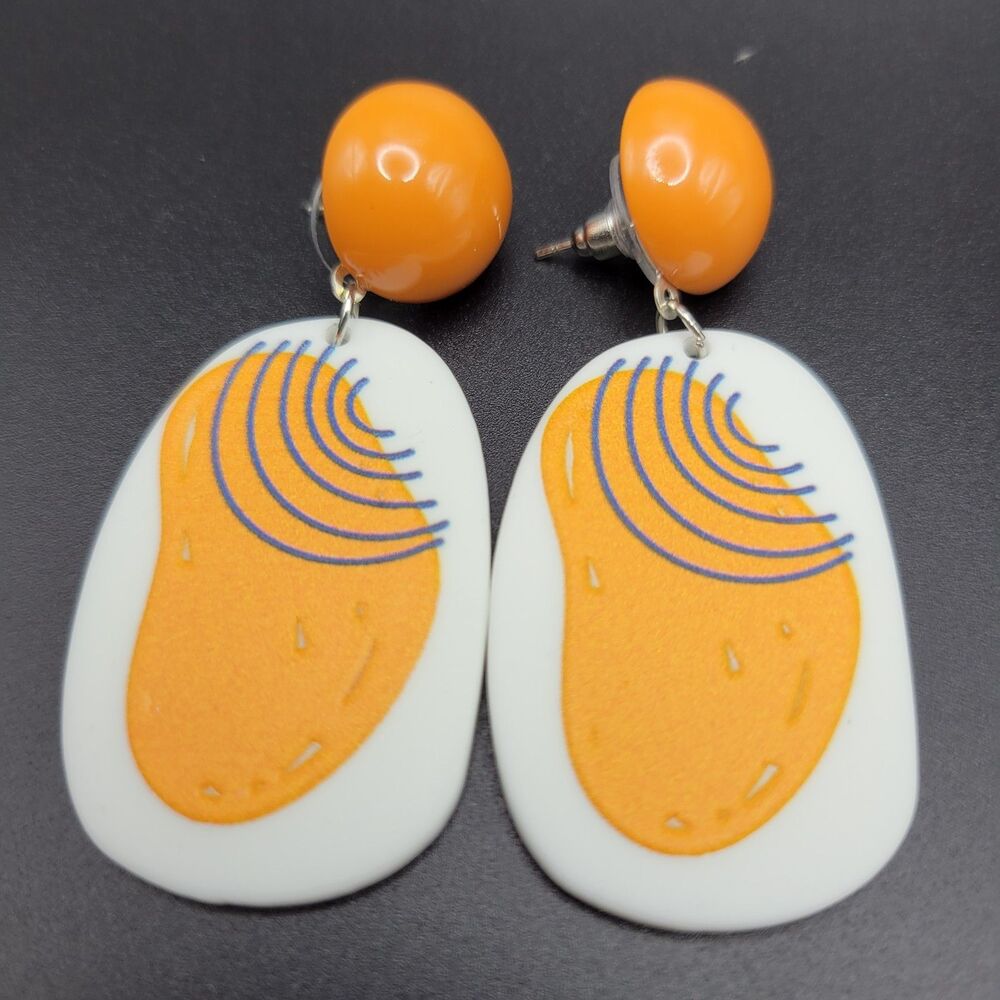 Unbranded L Large Abstract Dangle Women Orange Acrylic Fruit Mango Statement New